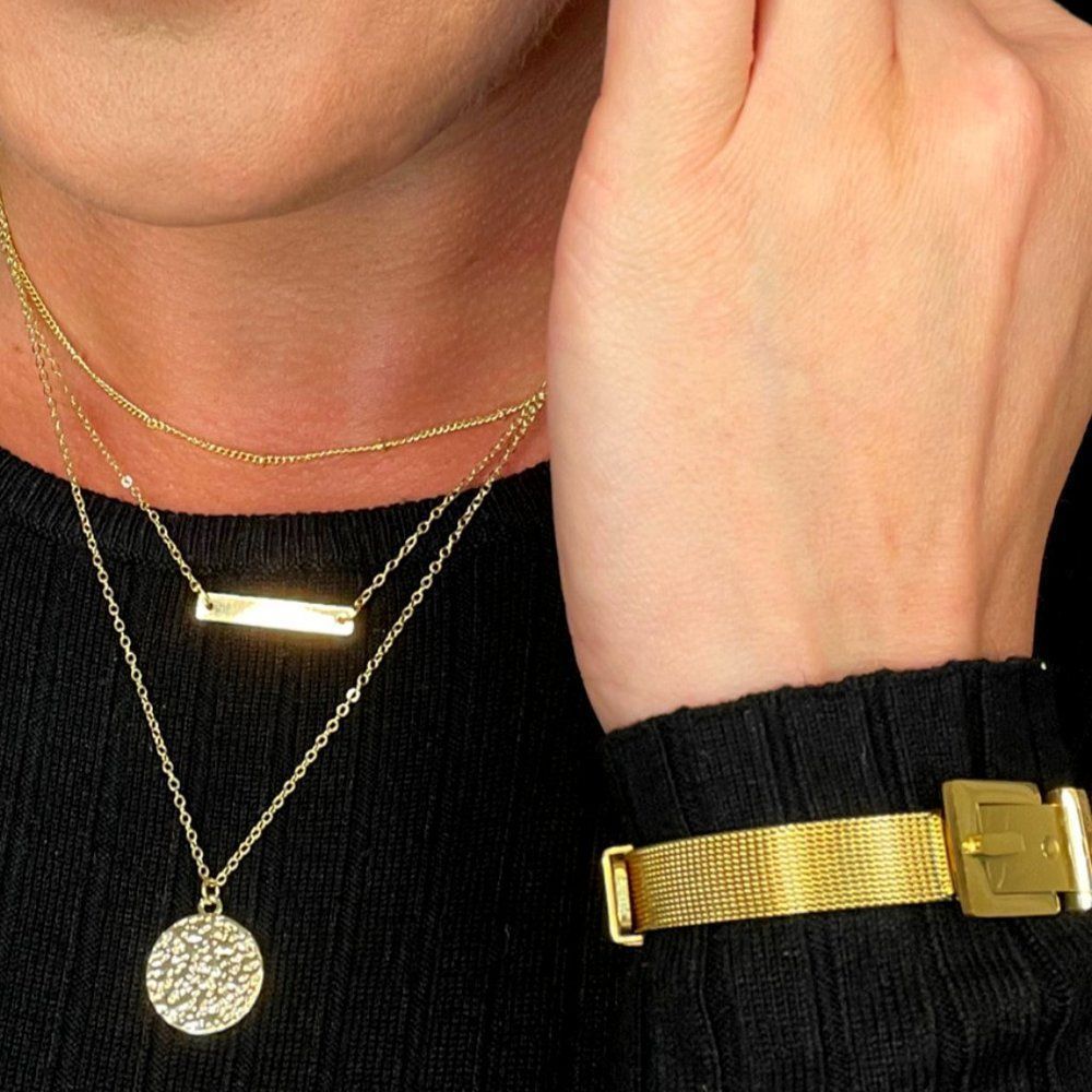 Michael Kors gold over stainless bracelet, belt buckle style, adjustable